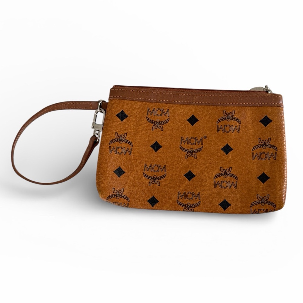 MCM Wristlet/Clutch Cognac Monogram Leather